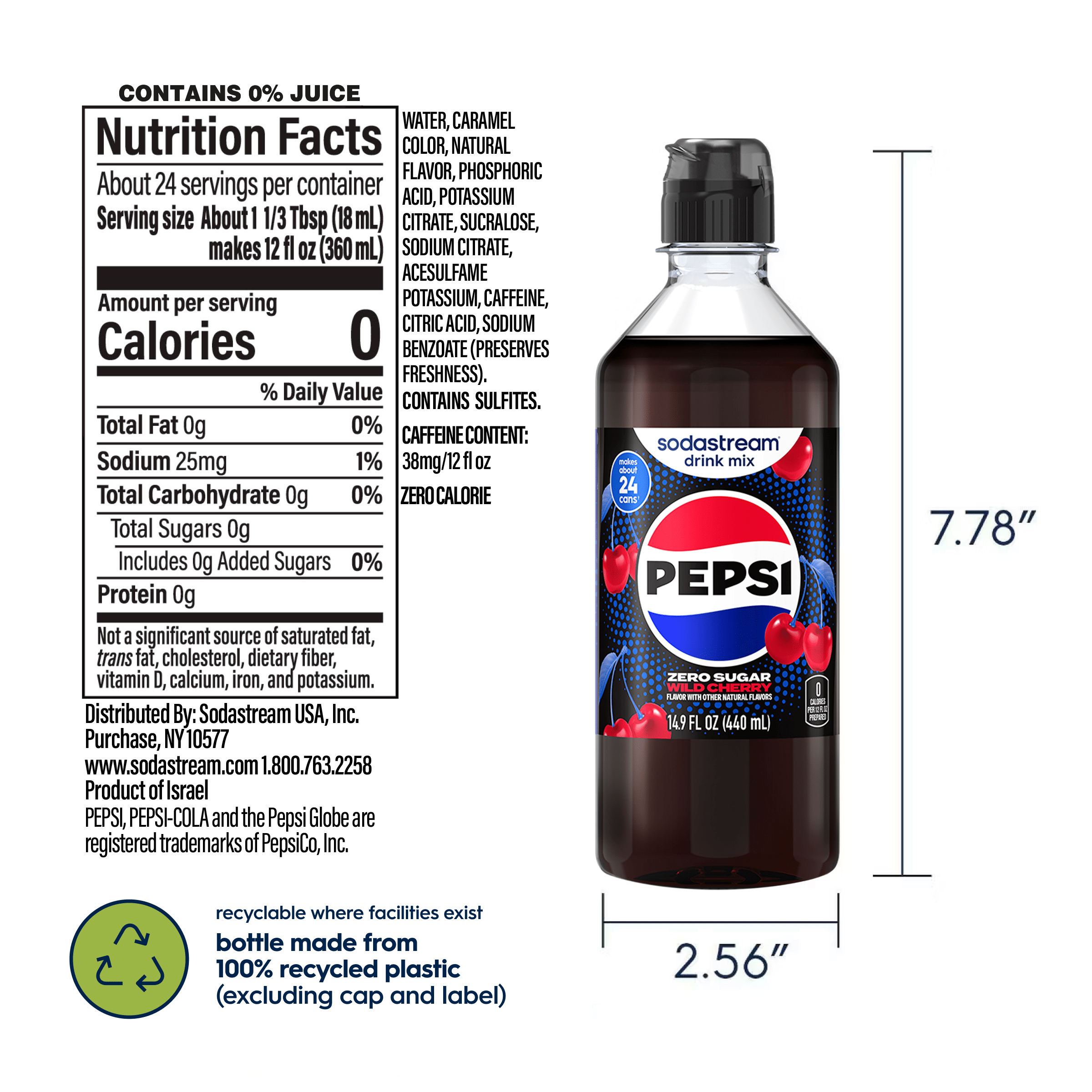 Sodastream Pepsi Wild Cherry Zero Sugar Drink Mix 440ml - Image 6